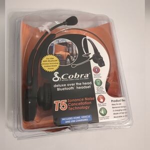 NEW Cobra Deluxe Heavy Duty Over The Head Bluetooth Headset T5 CBTH1